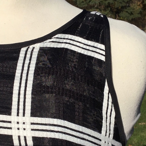 Milly Organza A-Line Grid Pattern Shift Dress - Picture 5 of 8